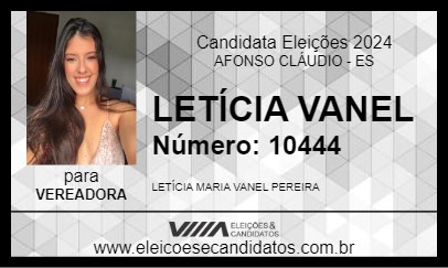 Candidato LETÍCIA VANEL 2024 - AFONSO CLÁUDIO - Eleições