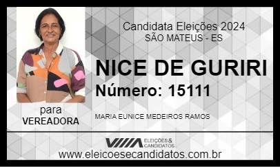 Candidato NICE DE GURIRI 2024 - SÃO MATEUS - Eleições