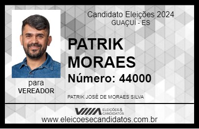 Candidato PATRIK MORAES 2024 - GUAÇUÍ - Eleições