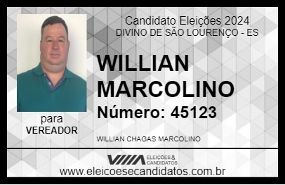 Candidato WILLIAN MARCOLINO 2024 - DIVINO DE SÃO LOURENÇO - Eleições