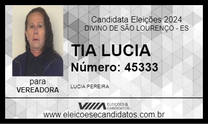 Candidato TIA LUCIA 2024 - DIVINO DE SÃO LOURENÇO - Eleições