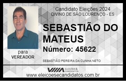 Candidato SEBASTIÃO DO MATEUS 2024 - DIVINO DE SÃO LOURENÇO - Eleições