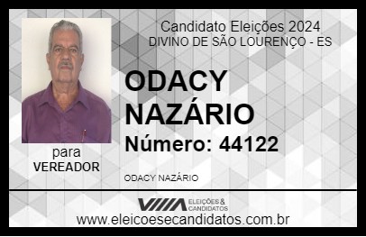 Candidato ODACY NAZÁRIO 2024 - DIVINO DE SÃO LOURENÇO - Eleições