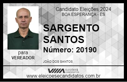 Candidato SARGENTO SANTOS 2024 - BOA ESPERANÇA - Eleições