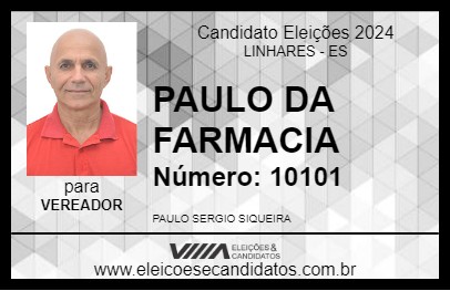 Candidato PAULO DA FARMACIA 2024 - LINHARES - Eleições