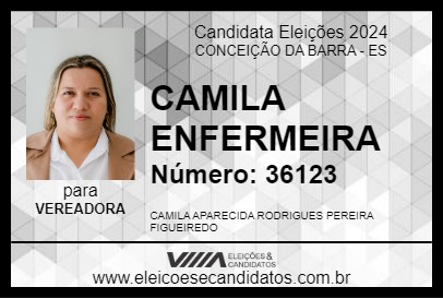 Candidato CAMILA ENFERMEIRA 2024 - CONCEIÇÃO DA BARRA - Eleições