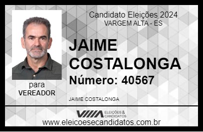 Candidato JAIME COSTALONGA 2024 - VARGEM ALTA - Eleições