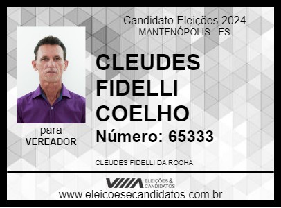 Candidato CLEUDES FIDELLI COELHO 2024 - MANTENÓPOLIS - Eleições