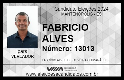 Candidato FABRICIO ALVES 2024 - MANTENÓPOLIS - Eleições