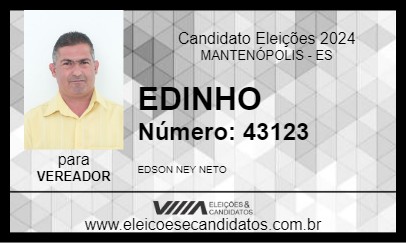 Candidato EDINHO 2024 - MANTENÓPOLIS - Eleições