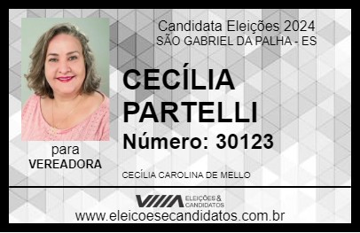 Candidato CECÍLIA PARTELLI 2024 - SÃO GABRIEL DA PALHA - Eleições