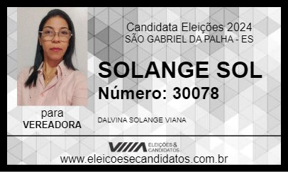 Candidato SOLANGE SOL 2024 - SÃO GABRIEL DA PALHA - Eleições