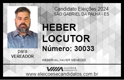 Candidato HEBER LOCUTOR 2024 - SÃO GABRIEL DA PALHA - Eleições