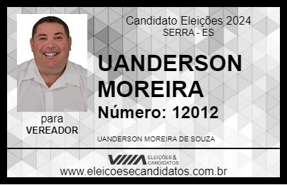 Candidato UANDERSON MOREIRA 2024 - SERRA - Eleições