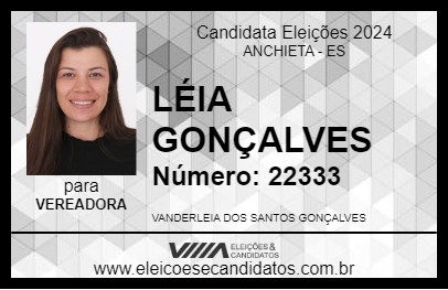 Candidato LÉIA GONÇALVES 2024 - ANCHIETA - Eleições