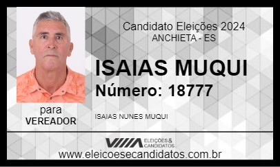 Candidato ISAIAS MUQUI 2024 - ANCHIETA - Eleições