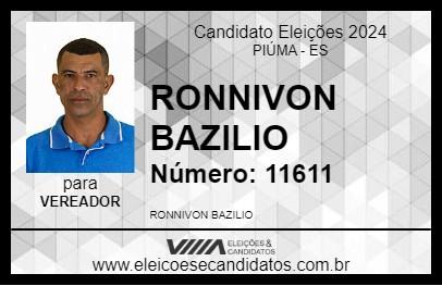 Candidato RONNIVON BAZILIO 2024 - PIÚMA - Eleições