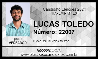 Candidato LUCAS TOLEDO 2024 - ITAPEMIRIM - Eleições