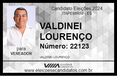 Candidato VALDINEI LOURENÇO 2024 - ITAPEMIRIM - Eleições