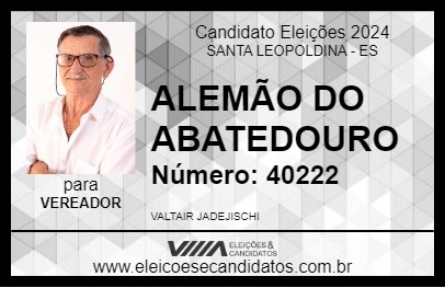 Candidato ALEMÃO DO ABATEDOURO 2024 - SANTA LEOPOLDINA - Eleições