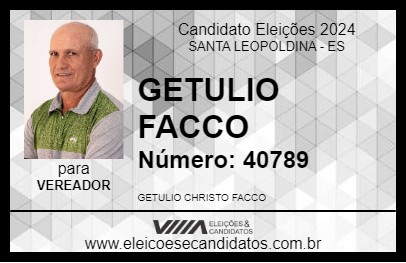 Candidato GETULIO FACCO 2024 - SANTA LEOPOLDINA - Eleições