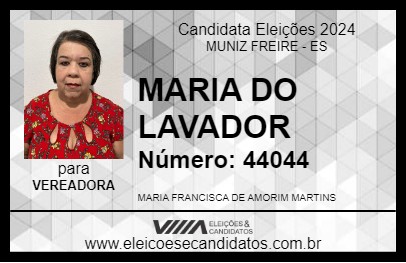 Candidato MARIA DO LAVADOR 2024 - MUNIZ FREIRE - Eleições