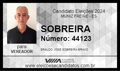 Candidato SOBREIRA 2024 - MUNIZ FREIRE - Eleições