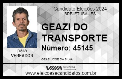 Candidato GEAZI DO TRANSPORTE 2024 - BREJETUBA - Eleições