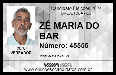 Candidato ZÉ MARIA DO BAR 2024 - BREJETUBA - Eleições