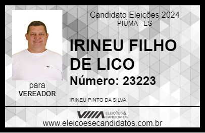 Candidato IRINEU FILHO DE LICO 2024 - PIÚMA - Eleições