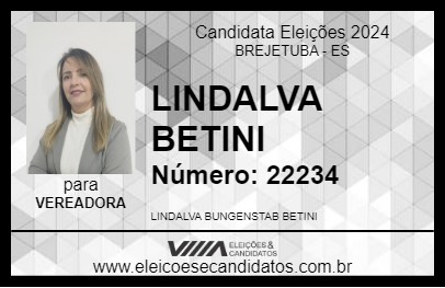 Candidato LINDALVA BETINI 2024 - BREJETUBA - Eleições