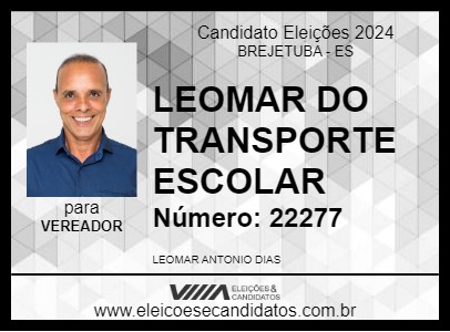 Candidato LEOMAR DO TRANSPORTE ESCOLAR 2024 - BREJETUBA - Eleições