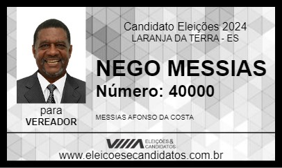 Candidato NEGO MESSIAS 2024 - LARANJA DA TERRA - Eleições