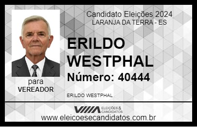 Candidato ERILDO WESTPHAL 2024 - LARANJA DA TERRA - Eleições