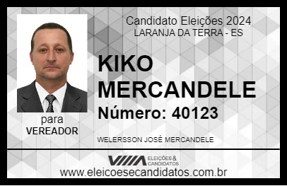 Candidato KIKO MERCANDELE 2024 - LARANJA DA TERRA - Eleições