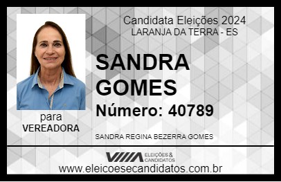 Candidato SANDRA GOMES 2024 - LARANJA DA TERRA - Eleições