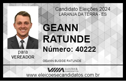 Candidato GEANN RATUNDE 2024 - LARANJA DA TERRA - Eleições