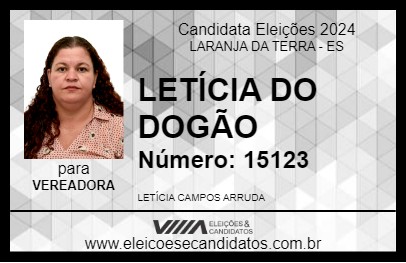 Candidato LETÍCIA DO DOGÃO 2024 - LARANJA DA TERRA - Eleições