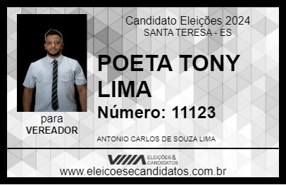 Candidato POETA TONY LIMA 2024 - SANTA TERESA - Eleições