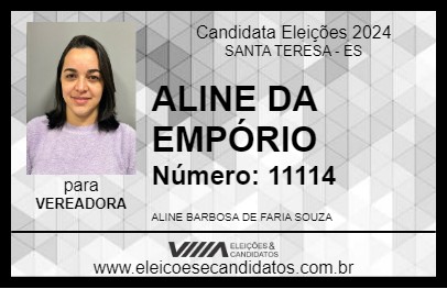 Candidato ALINE DA EMPÓRIO 2024 - SANTA TERESA - Eleições