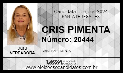 Candidato CRIS PIMENTA 2024 - SANTA TERESA - Eleições