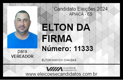 Candidato ELTON DA FIRMA 2024 - APIACÁ - Eleições