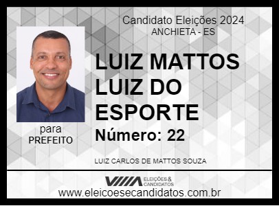 Candidato LUIZ MATTOS  LUIZ DO ESPORTE  2024 - ANCHIETA - Eleições