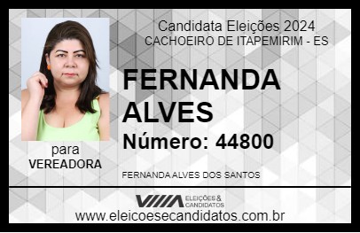 Candidato FERNANDA ALVES 2024 - CACHOEIRO DE ITAPEMIRIM - Eleições