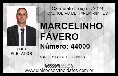 Candidato MARCELINHO FÁVERO 2024 - CACHOEIRO DE ITAPEMIRIM - Eleições