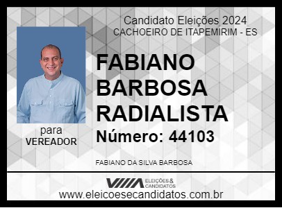 Candidato FABIANO BARBOSA RADIALISTA 2024 - CACHOEIRO DE ITAPEMIRIM - Eleições