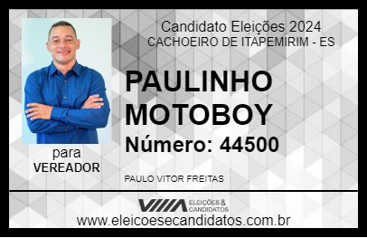 Candidato PAULINHO MOTOBOY 2024 - CACHOEIRO DE ITAPEMIRIM - Eleições