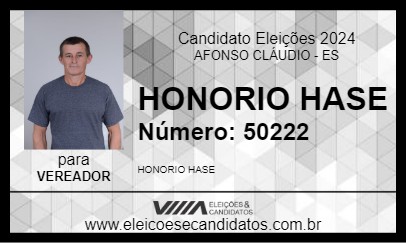 Candidato HONORIO HASE 2024 - AFONSO CLÁUDIO - Eleições