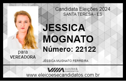 Candidato JESSICA MOGNATO 2024 - SANTA TERESA - Eleições