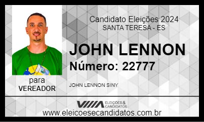 Candidato JOHN LENNON 2024 - SANTA TERESA - Eleições